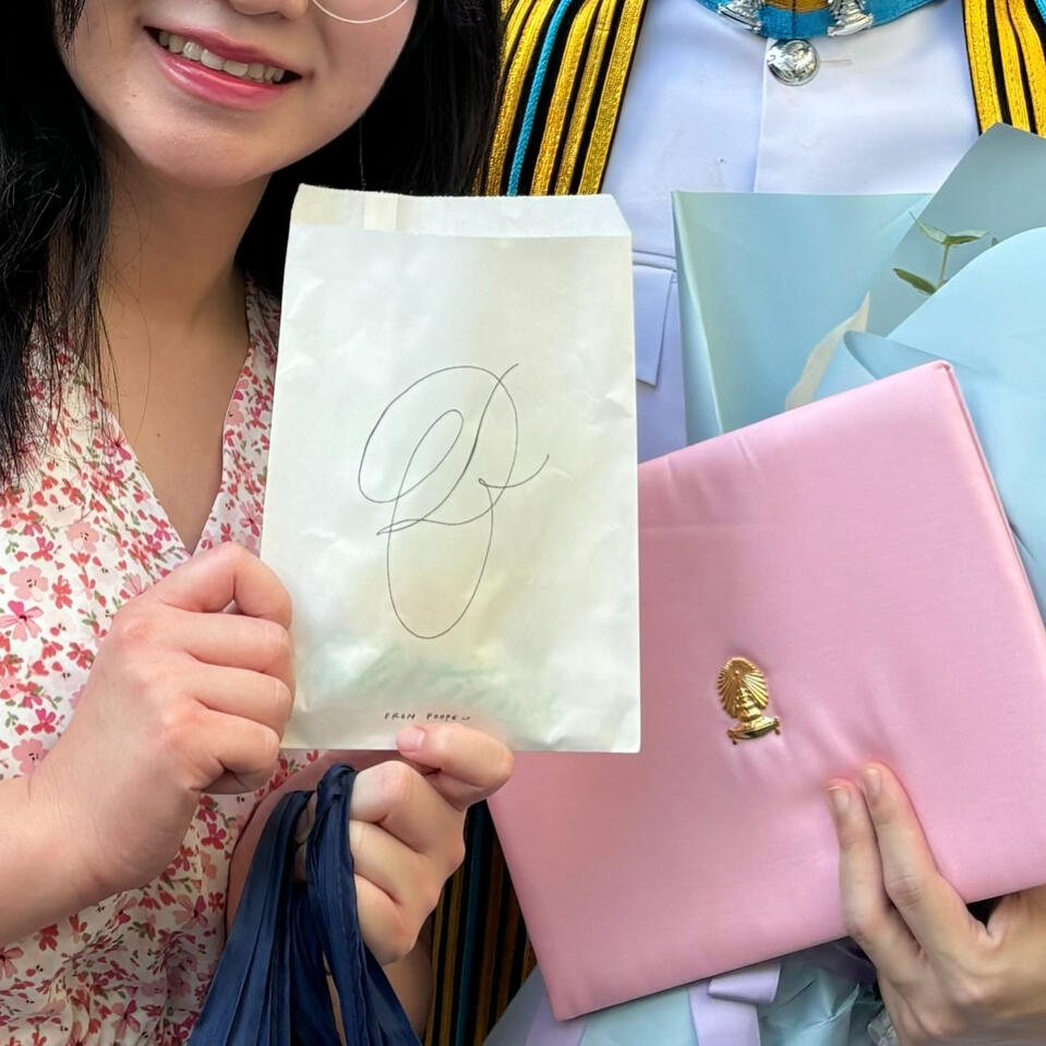 Calligraphy on paper bag