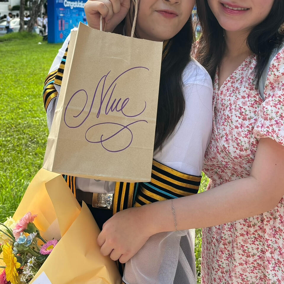 Calligraphy on paper bag