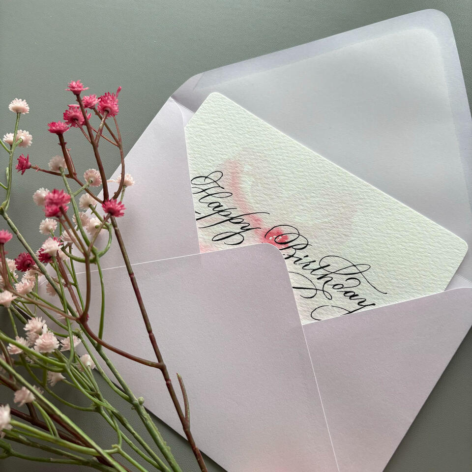 Happy Birthday card in calligraphy style