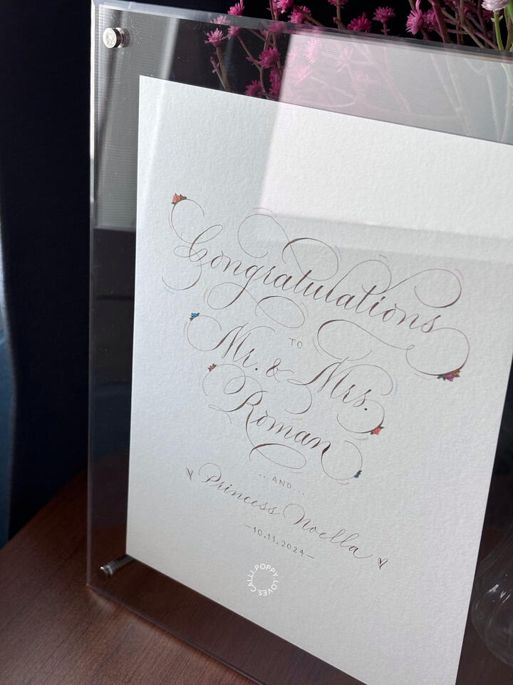 Calligraphy for wedding gift